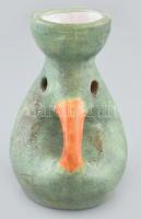Kiss Roóz Ilona (1920-2010): Madaras váza. Színes mázakkal festett kerámia, gyári mázhibákkal, jelze...