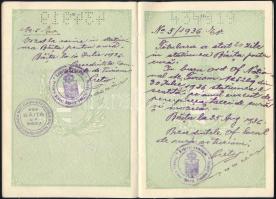 1934 Bp., a Magyar Királyság által kiállított fényképes útlevél vízumokkal / Hungarian passport