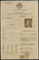 1944 Svéd útlevél korabeli, nem hitelesített fotómásolata, hajtott