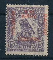 Szeged 1919 Hadisegély 15f fordított felülnyomással, Bodor vizsgálójellel (40.000)
