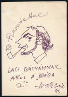 Kallus László (1924-1998): Portré (karikatúra), 1973. Filctoll, papír. Jelzett. 21x15 cm