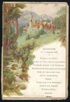 2 db menükártya: cca 1900 Temesvár, Hotel Prince Royal díszesen illusztrált francia ny. menükártyája...