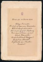 2 db menükártya: cca 1900 Temesvár, Hotel Prince Royal díszesen illusztrált francia ny. menükártyája...
