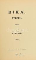 [Reményik Andor] Remband: Rika. Versek. A szerző, Reményik Andor (1873-19??) költő, újságíró által DEDIKÁLT példány! Remband versek II. [Győr], 1929., Győri Hírlap Nyomdája, 160 p. Kiadói egészvászon-kötés.