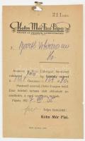 1927 Kohn Mór Fiai Pápa - Kiadási Bizonylat az Ercsi cukorgyár bizományi raktárából 100kg kristálycukor tárgyában