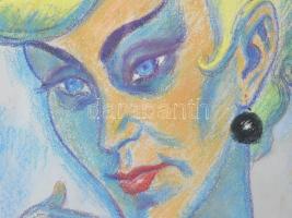 Csapek Károly (1904-1976): Merengő. Pasztell, papír. Jelezve balra lent. Dekoratív, üvegezett fakere...