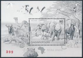 1997 Földrészek állatai feketenyomat blokk piros sorszámmal (100.000)