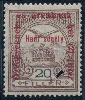 1915 Hadisegély 20f festékfolt a fillér szó fölött