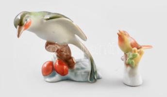 Herend 2 darab madár figura. Jelzett, a nagyobbikon kopással és pattanással, m: 5-7 cm
