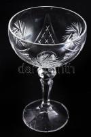 6 db kristály pezsgős, koktélos pohár. Csiszolt, hibátlan d: 8,5 m: 14,5 cm