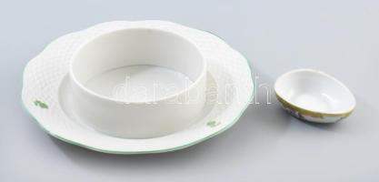 2 db Herendi porcelán hiányos darab vajtartó és tojás Kézzel festett, jelzett, kis kopással