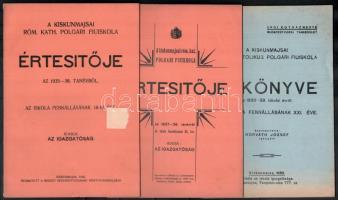 cca 1930 Kiskunmajsai róm. kath polgári fiúiskola értesítője 5 db