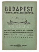 Budapest útmutatója térképekkel. Villamos és autóbusz vonalak egyirányú közlekedés ismeretetése, kisszakasz határok jelzése, tizennégy kerület. Bp., 1940 Acél testvérek. 70x41 cm Jó állapotban