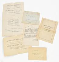 1936-1939 A Petőfi Társaság 6 db meghívója, fejléces levele, stb