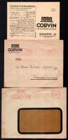 cca 1940 Corvin áruház reklám nyomtatványok, borítékok