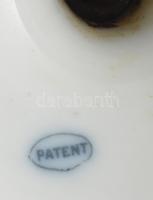 Antik fajansz sütemény kínáló, máz alatti kék festéssel, jelzett (Patent) hibátlan d: 24 cm, m: 19 c...