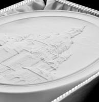 Meissen Frauenkirche Dresden plakett. Biszkvit porcelán, jelzett, füzettel, dobozában, 16,5x13 cm