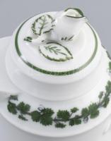 Meissen szőlőlevél mintás teás készlet. cca 1960, jelzett, futó szőlőlevél mintával díszített, plasz...