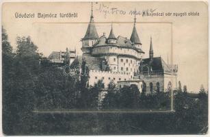 1909 Bajmócfürdő, Bojnické kúpele (Bajmóc, Bojnice); A vár nyugati oldala. Gubits B., Privigye kiadása / castle (hiányos leporello / incomplete leporellocard)