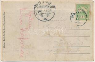 1909 Bajmócfürdő, Bojnické kúpele (Bajmóc, Bojnice); A vár nyugati oldala. Gubits B., Privigye kiadá...