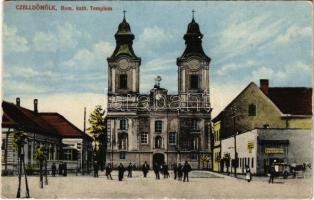 1918 Celldömölk, Római katolikus templom, Takács György üzlete. Szagán János kiadása (fl)