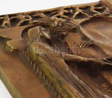 Kiss Sándor (1925-1999): Szent Margit apjával és testvérével. Öntött bronz. Jelzett: KS 10/1. 24x24 ...