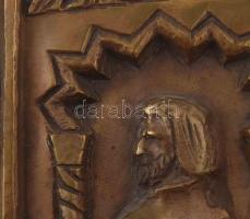 Kiss Sándor (1925-1999): Szent Margit apjával és testvérével. Öntött bronz. Jelzett: KS 10/1. 24x24 ...