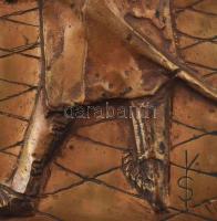 Kiss Sándor (1925-1999): Szent Margit apjával és testvérével. Öntött bronz. Jelzett: KS 10/1. 24x24 ...