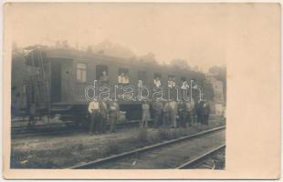 Kolozsvár, Cluj (?); Academia de Comert / A kolozsvári Kereskedelmi Akadémia vasúti kocsija / wagon of the Academy of Commerce, train. photo (EK)