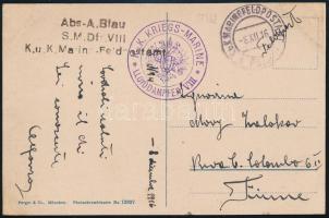 1916 Tábori posta képeslap / Field postcard K.u.K. KRIEGS-MARINE / LLOYDDAMPFER VIII