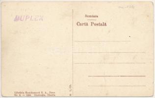 Déva, Str. Regina Maria / Mária királyné útja, Minorits, Hirsch üzlete, vár / street view, shops, ca...