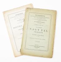 Tóth Lőrinc: Felsőbüki Nagy Pál emlékezete. + Bertha Sándor emlékezete. Értekezések a történelmi tudományok köréből III. köt. VIII. sz. és IV. köt. VIII. sz. Bp., 1874-1877, MTA, 64 p.; 30+(2) p. Kiadói papírkötés, ceruzás aláhúzásokkal, az egyik füzet sérült, szétvált borítóval.
