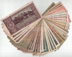 37db-os, nagyrészt inflációs pengő bankjegy tétel, közte 2 db korona és 2db külföldi bankjeggyel T:v...