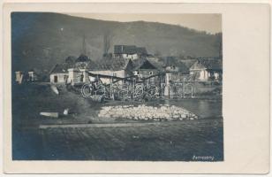 1917 Petrozsény, Petroseni, Petrosani; felrobbantott híd / WWI military, blown-up bridge. photo (EK)