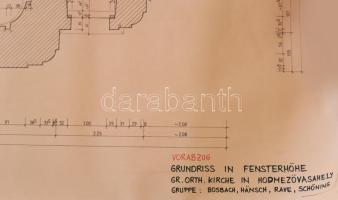 1994 Hódmezővásárhelyi Református Újtemplom felújítási tervei. Egyetemi munka. 6 darab klf méretű te...