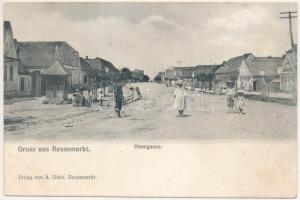 1908 Szerdahely, Miercurea Sibiului, Mercurea, Merkurea, Reussmarkt; Obergasse / Felső utca. A. Glatz kiadása / street view (r)