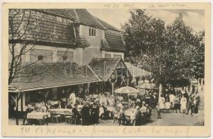 1931 Bázna, Báznafürdő, Felsőbajom, Bad Baassen, Baiumul de Sus; Restaurantul Umbrath / Umbrath étterem, vendégek és pincérek. Ludwig Zammerer kiadása / restaurant, guests and waiters (fa)