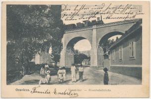 1905 Oravicabánya, Oravica, Oravicza, Oravita; Vasúti híd, gőzmozdony, vonat / railway bridge, locomotive, train (EK)