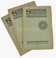 1936 Századok. A Magyar Történelmi Társulat közlönye . LXX. évf.,1-3,4-6, 7-8 sz. Bp.,1938., Királyi Magyar Egyetemi nyomda. Kiadói papírkötésekben