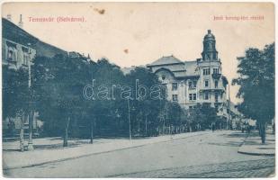 1913 Temesvár, Timisoara; Belváros, Jenő herceg tér, Általános hitelbank. Grün Károly kiadása / street view, square, credit bank (EB)