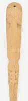 Afrikai figurális faragott merőkanál, h:35 cm