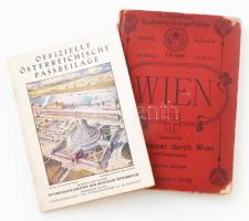 Wien. Illustrierter Wegweiser durch Wien und Umgebungen. Wien-Leipzig, é.n., A. Hartlebens Verlag. Fekete-fehér képekkel illusztrálva. Térkép-melléklettel. Német nyelven. Kiadói egészvászon-kötés, sérült borítóval és gerinccel. + 1925 Offizielle österreichische Passbeilage. Kiadói tűzött papírkötés, minimálisan foltos, 84 p.