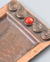 Iparművész levélnyitó kés és tálka. Réz, zománc 31 cm