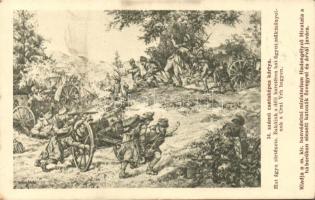 Military WWI Hungarian soldiers capturing six cannons