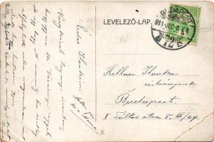 1911 Budapest XVII. Rákosliget, vasútállomás, sorompó, felüljáró híd, vasúti őrház (EB)