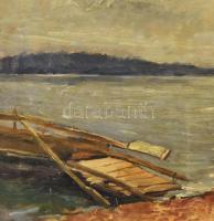 Mihalovits Miklós (1888-1960): Vízparti napos táj. Olaj, karton, jelezve jobbra lent. Dekoratív, kis...