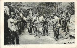 Preparations in the Trench, soldiers of the Austro-Hungarian Army, WWI, Készülődés a lövészárokban, a K.u.K. hadsereg katonái, az Érdekes Újság kiadása