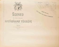 1919 Szeged sz. kir. város határának térképe. Tervezte: Jakabffy Lajos. Sokszorosította a Magyar Állami Nyomda, Bp. 1 : 28.800. 12 részből álló, nagyméretű térkép, helyenként kissé sérült lapszélekkel, feltekerve, egyenként: kb. 77x60 cm