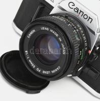 Canon AE-1 fényképezőgép 3 db objektívvel: 1:1,8; 1:4; 1:2,8. Hozzá tartozékok, eredeti film, hordtá...