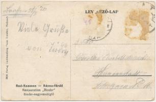 1920 Báznafürdő, Felsőbajom, Bad Baassen, Baiumul de Sus; Binder nagyvendéglő, étterem. Franz Wendle...